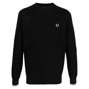 FRED PERRY Knitted Crew Neck Sweater Men BLACK Sweaters & Cardigans